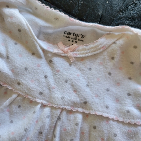 Carter's Newborn Baby Girl Sleep Sack Dress Nightgown Long Sleeve Ballet Dots NB - Picture 3 of 4